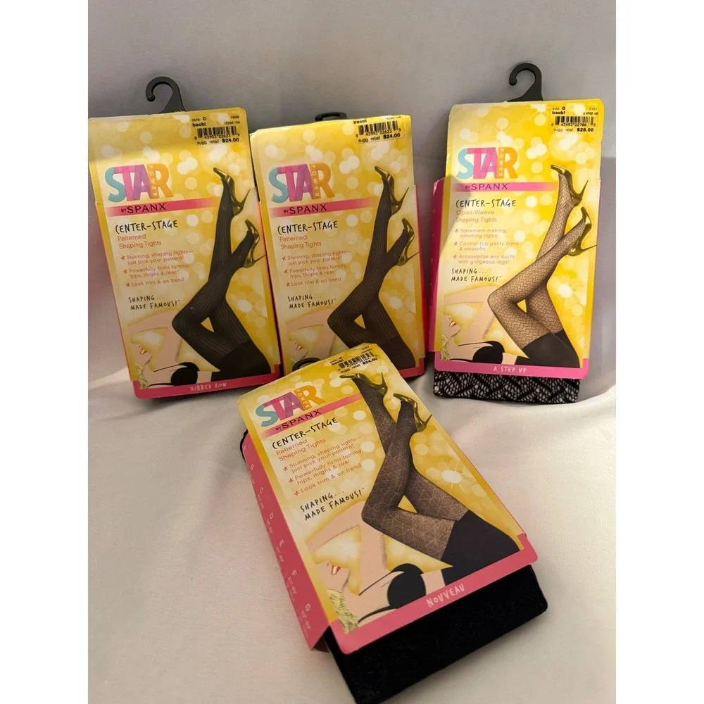 Lot of 4 STAR by Spanx Enter-Stage Shaping Tights Size C Mixed Pattern NIP